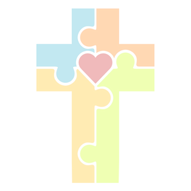 Cross made up of puzzle pieces that represent the core components of our vision